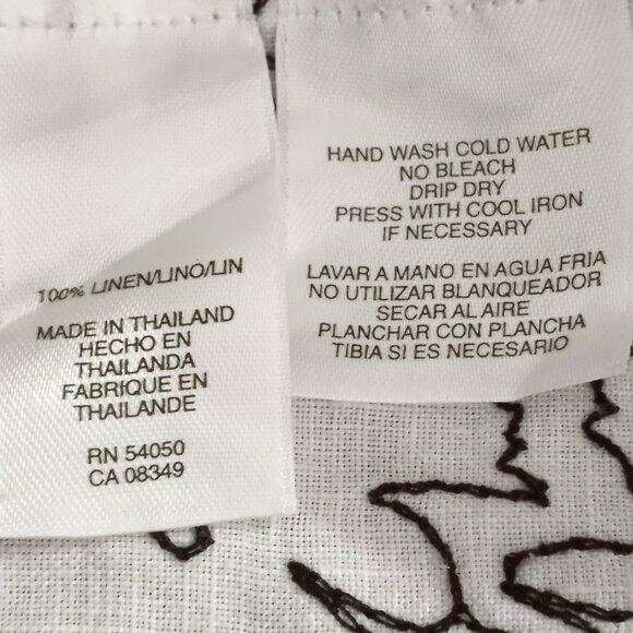 Jones New York Signature Linen White Black Floral Embroidered Blouse - Picture 8 of 8